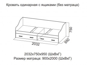 Кровать одинарная с ящиками (Без матраца 0,9*2,0) в Алапаевске - alapaevsk.magazin-mebel74.ru | фото